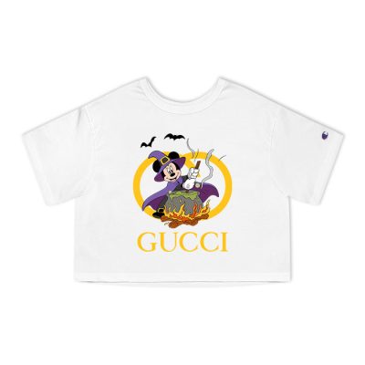 Gucci Mickey Mouse Halloween Champion Lady Heritage Crop-Top T-Shirt CTB017