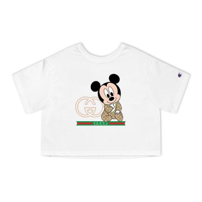 Gucci Mickey Mouse Kid Champion Lady Heritage Crop-Top T-Shirt CTB015