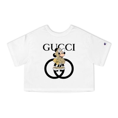 Gucci Mickey Mouse With Bag Champion Lady Heritage Crop-Top T-Shirt CTB011