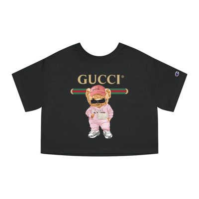 Gucci Teddy Bear Girl Champion Lady Crop-Top T-Shirt CTB2321