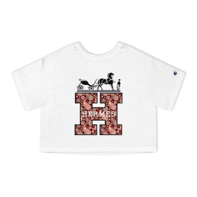 Hermes Horse Logo Champion Lady Crop-Top T-Shirt CTB2526