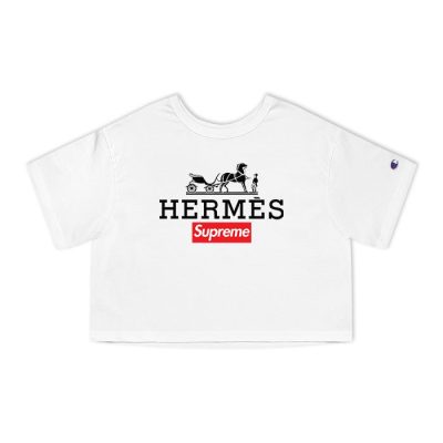 Hermes Horse Supreme Logo Champion Lady Crop-Top T-Shirt CTB2530