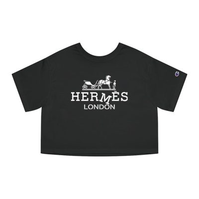 Hermes London Horse Original Logo Champion Lady Crop-Top T-Shirt CTB2522