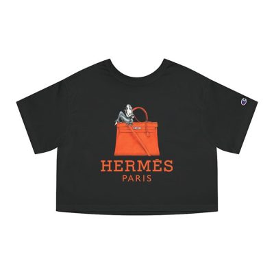 Hermes Paris Bags Kelly Champion Lady Crop-Top T-Shirt CTB2529