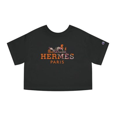 Hermes Paris Flower Champion Lady Crop-Top T-Shirt CTB2527