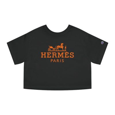 Hermes Paris Horse Original Logo Champion Lady Crop-Top T-Shirt CTB2508