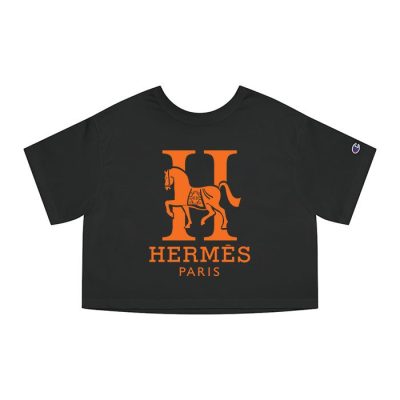 Hermes Paris Horse Original Logo Champion Lady Crop-Top T-Shirt CTB2516