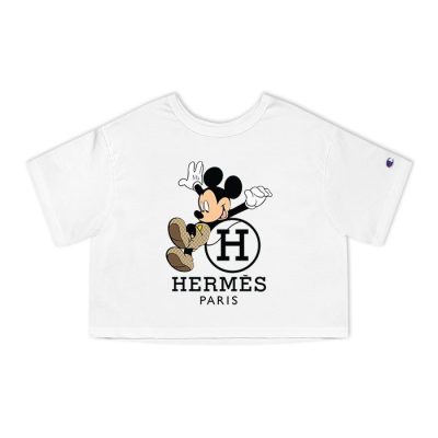 Hermes Paris Mickey Mouse Champion Lady Crop-Top T-Shirt CTB2533