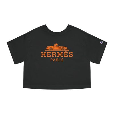 Hermes Paris Rolls Royce Logo Champion Lady Crop-Top T-Shirt CTB2518