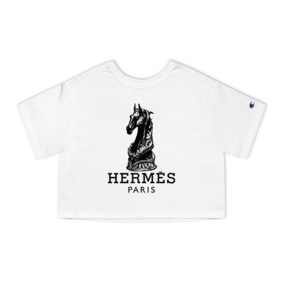 Hermes Paris Seahorses Champion Lady Crop-Top T-Shirt CTB2528