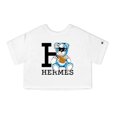 Hermes Teddy Bear Cool Champion Lady Crop-Top T-Shirt CTB2538