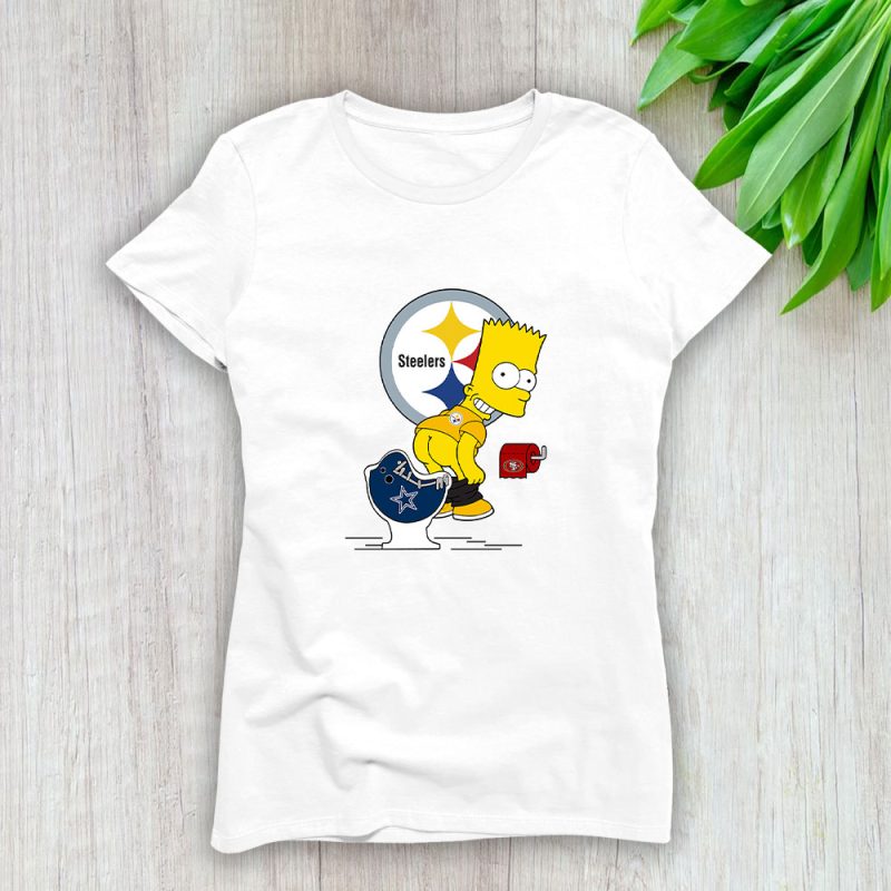 Homer Simpson X Funny X Pittsburgh Steelers Team X NFL X American Football Lady T-Shirt Women Tee LTL10898