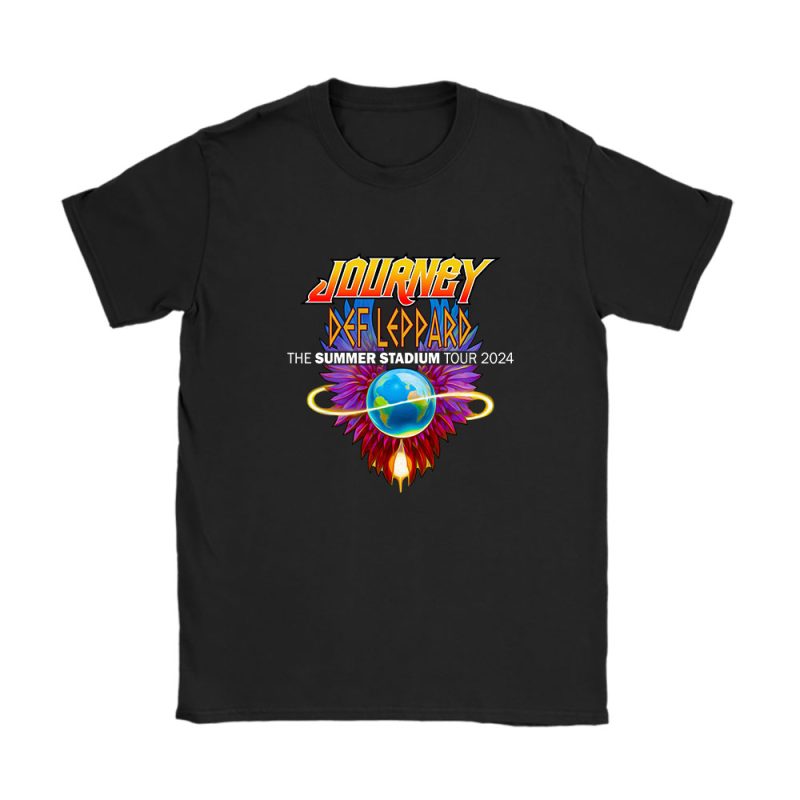 Journey Band Def Leppard Journey Stadium Tour 2024 Unisex T-Shirt Cotton Tee TAT12498