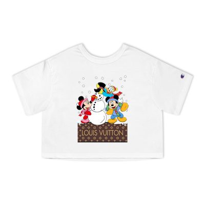 Louis Vuitton Christmas Minnie Mouse Mickey Mouse Donald Duck Champion Lady Heritage Crop-Top T-Shirt CTB137