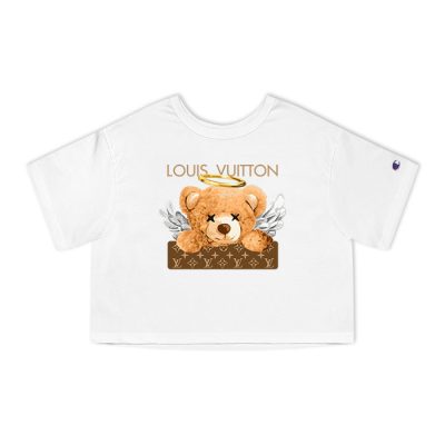 Louis Vuitton Logo Luxury Angel Teddy Bear Champion Lady Crop-Top T-Shirt CTB2366