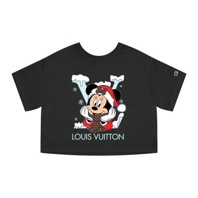 Louis Vuitton Logo Luxury Christmas Mickey Mouse Champion Lady Heritage Crop-Top T-Shirt CTB117