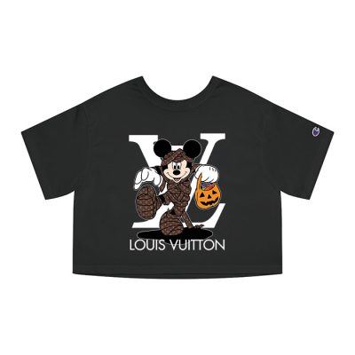 Louis Vuitton Logo Luxury Halloween Mickey Mouse Champion Lady Heritage Crop-Top T-Shirt CTB113