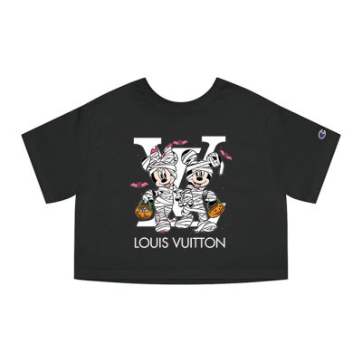 Louis Vuitton Logo Luxury Halloween Minnie Mouse Mickey Mouse Champion Lady Heritage Crop-Top T-Shirt CTB112