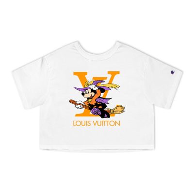 Louis Vuitton Logo Luxury Halloween Pumpkin Mickey Mouse Champion Lady Heritage Crop-Top T-Shirt CTB106