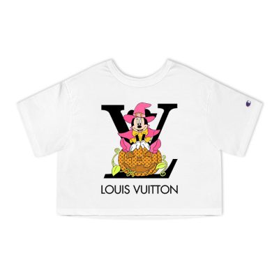 Louis Vuitton Logo Luxury Halloween Pumpkin Minnie Mouse Champion Lady Heritage Crop-Top T-Shirt CTB103