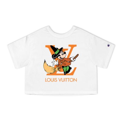 Louis Vuitton Logo Luxury Halloween Pumpkin Minnie Mouse Champion Lady Heritage Crop-Top T-Shirt CTB104