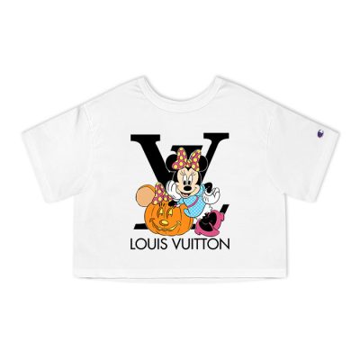 Louis Vuitton Logo Luxury Halloween Pumpkin Minnie Mouse Champion Lady Heritage Crop-Top T-Shirt CTB105