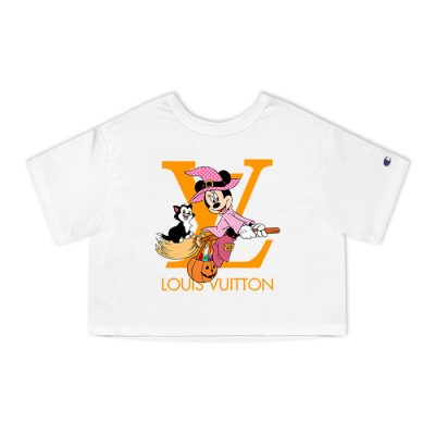 Louis Vuitton Logo Luxury Halloween Pumpkin Minnie Mouse Champion Lady Heritage Crop-Top T-Shirt CTB107