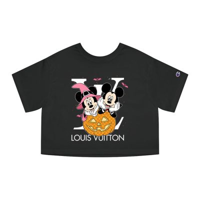 Louis Vuitton Logo Luxury Halloween Pumpkin Minnie Mouse Mickey Mouse Champion Lady Heritage Crop-Top T-Shirt CTB108