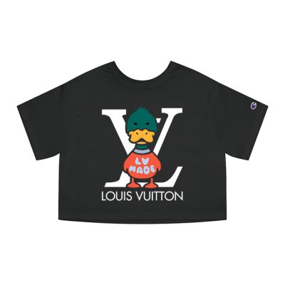 Louis Vuitton Logo Luxury Knit Duck Crewneck Champion Lady Heritage Crop-Top T-Shirt CTB141