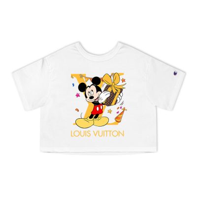 Louis Vuitton Logo Luxury Mickey Mouse Birth Day Champion Lady Crop-Top T-Shirt NTB2108