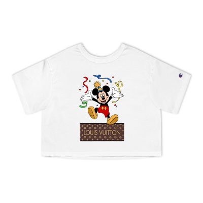 Louis Vuitton Logo Luxury Mickey Mouse Birthday Champion Lady Crop-Top T-Shirt NTB2115