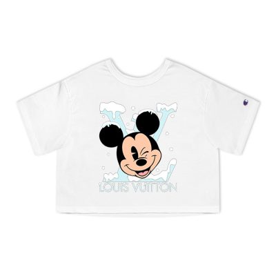 Louis Vuitton Logo Luxury Mickey Mouse Champion Lady Crop-Top T-Shirt NTB2110