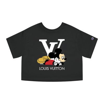 Louis Vuitton Logo Luxury Mickey Mouse Champion Lady Heritage Crop-Top T-Shirt CTB164