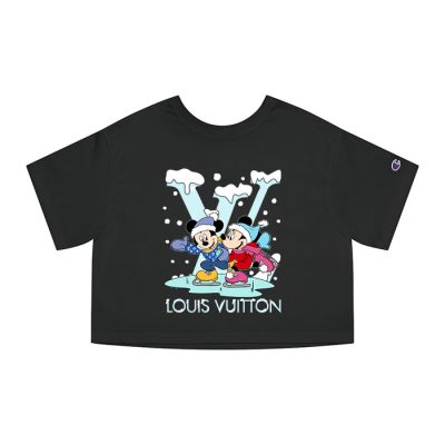 Louis Vuitton Logo Luxury Mickey Mouse Minnie Mouse Champion Lady Crop-Top T-Shirt NTB2116