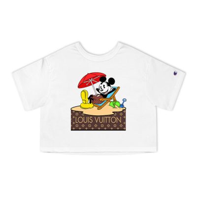 Louis Vuitton Logo Luxury Mickey Mouse Surf Champion Lady Crop-Top T-Shirt NTB2114