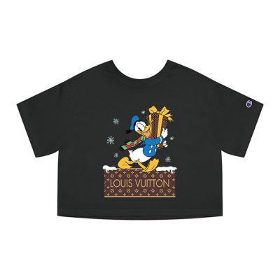 Louis Vuitton Logo Luxury Monogram Canvas Pattern Christmas Donald Duck Champion Lady Heritage Crop-Top T-Shirt CTB134