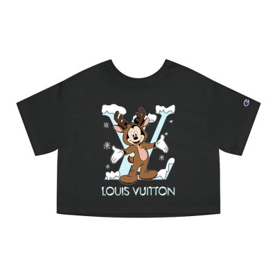 Louis Vuitton Logo Luxury Monogram Canvas Pattern Christmas Mickey Mouse Champion Lady Heritage Crop-Top T-Shirt CTB119