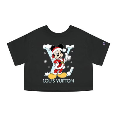 Louis Vuitton Logo Luxury Monogram Canvas Pattern Christmas Mickey Mouse Champion Lady Heritage Crop-Top T-Shirt CTB122