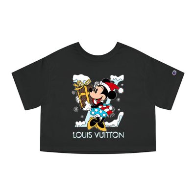 Louis Vuitton Logo Luxury Monogram Canvas Pattern Christmas Minnie Mouse Champion Lady Heritage Crop-Top T-Shirt CTB135