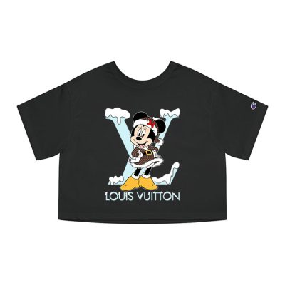 Louis Vuitton Logo Luxury Monogram Canvas Pattern Christmas Minnie Mouse Champion Lady Heritage Crop-Top T-Shirt CTB136