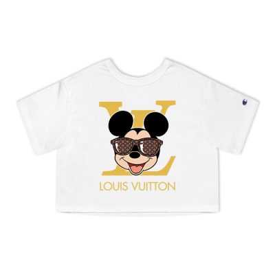 Louis Vuitton Logo Luxury Monogram Canvas Pattern Mickey Mouse Champion Lady Heritage Crop-Top T-Shirt CTB140