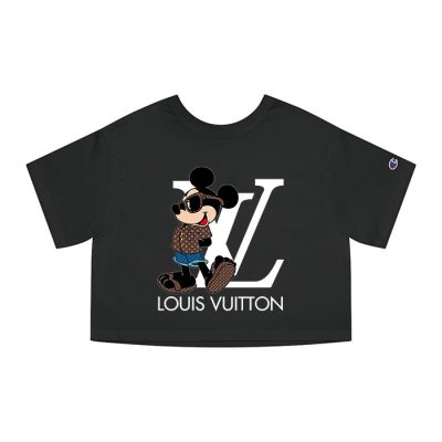 Louis Vuitton Logo Luxury Monogram Canvas Pattern Mickey Mouse Champion Lady Heritage Crop-Top T-Shirt CTB145