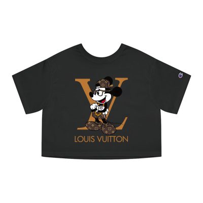 Louis Vuitton Logo Luxury Monogram Canvas Pattern Mickey Mouse Champion Lady Heritage Crop-Top T-Shirt CTB147