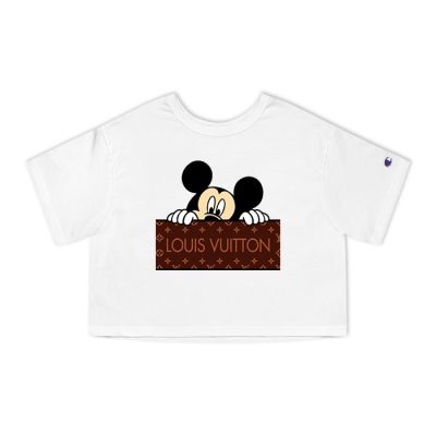 Louis Vuitton Logo Luxury Monogram Canvas Pattern Mickey Mouse Champion Lady Heritage Crop-Top T-Shirt CTB167