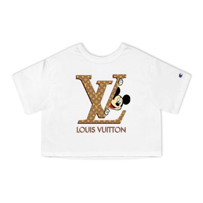 Louis Vuitton Logo Luxury Monogram Canvas Pattern Mickey Mouse Champion Lady Heritage Crop-Top T-Shirt CTB170