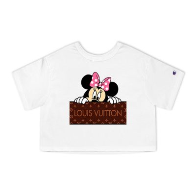 Louis Vuitton Logo Luxury Monogram Canvas Pattern Minnie Mouse Champion Lady Heritage Crop-Top T-Shirt CTB168