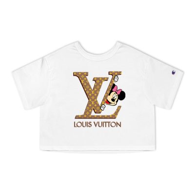 Louis Vuitton Logo Luxury Monogram Canvas Pattern Minnie Mouse Champion Lady Heritage Crop-Top T-Shirt CTB171