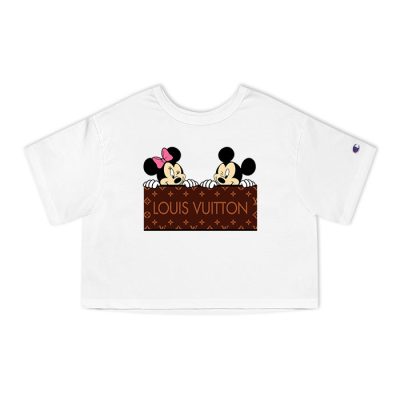 Louis Vuitton Logo Luxury Monogram Canvas Pattern Minnie Mouse Mickey Mouse Champion Lady Heritage Crop-Top T-Shirt CTB169