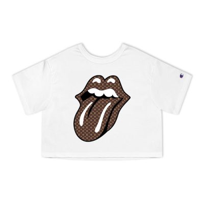 Louis Vuitton Logo Luxury Monogram Canvas Pattern Sexy Lips Champion Lady Crop-Top T-Shirt CTB2381