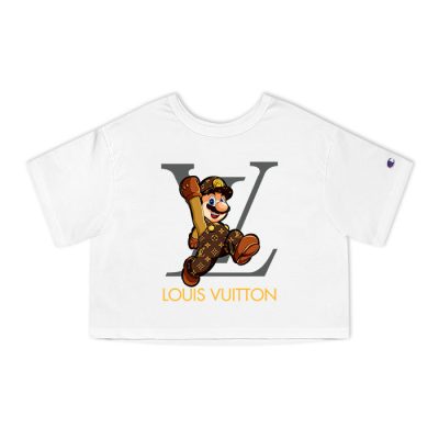 Louis Vuitton Logo Luxury Monogram Canvas Pattern Supper Mario Champion Lady Heritage Crop-Top T-Shirt CTB146